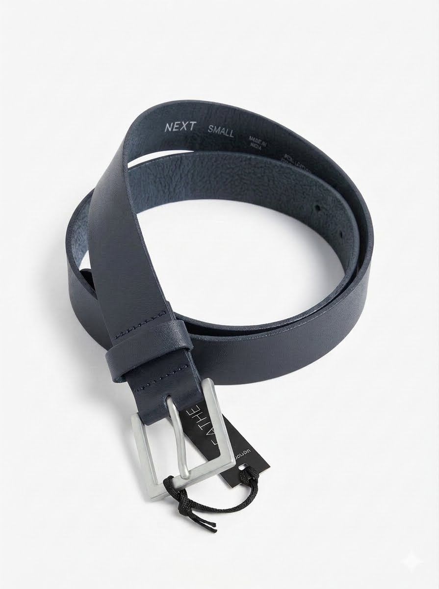 Textures Leather Belt - Navy Blue