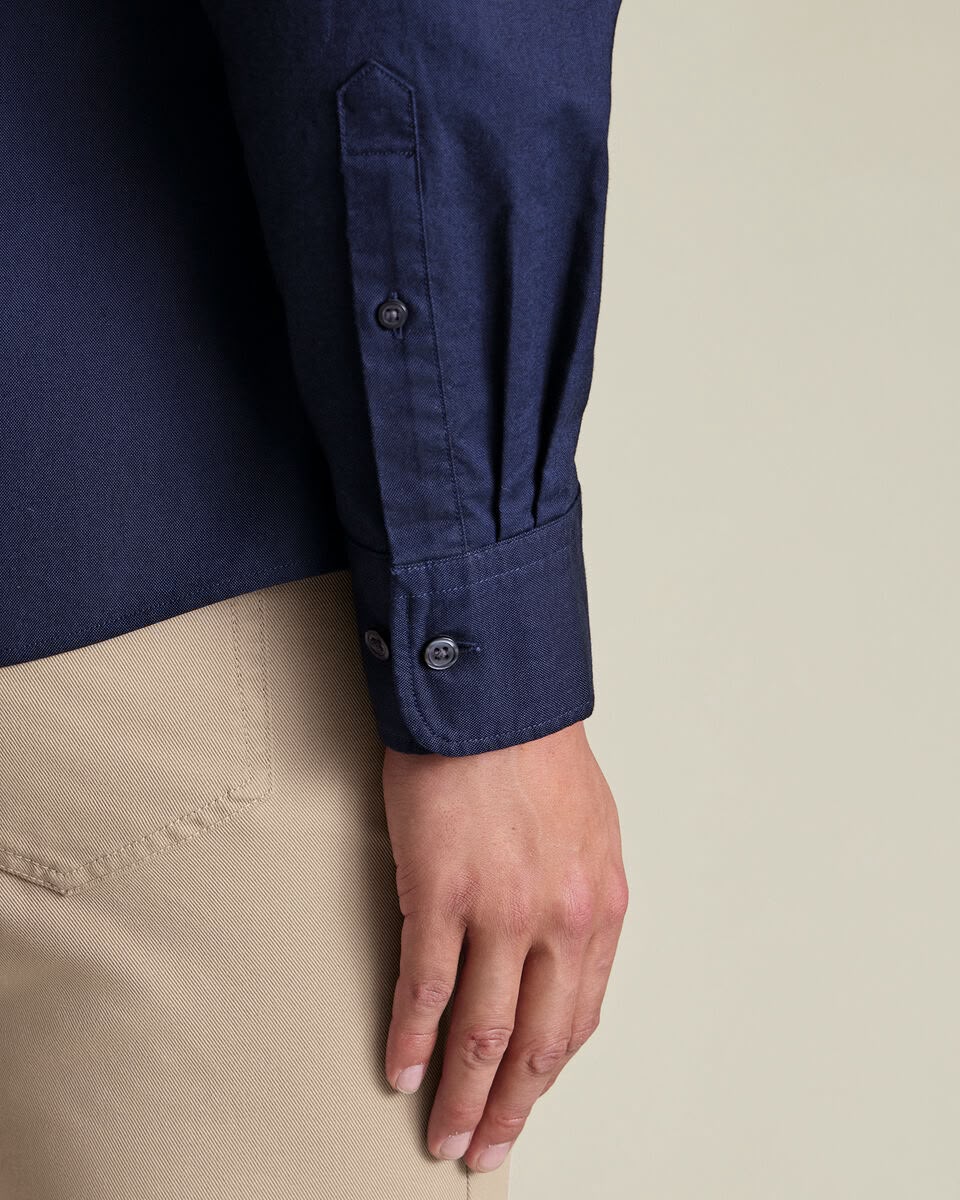 Stretch Washed Oxford Slim Fit Shirt - Dark Blue