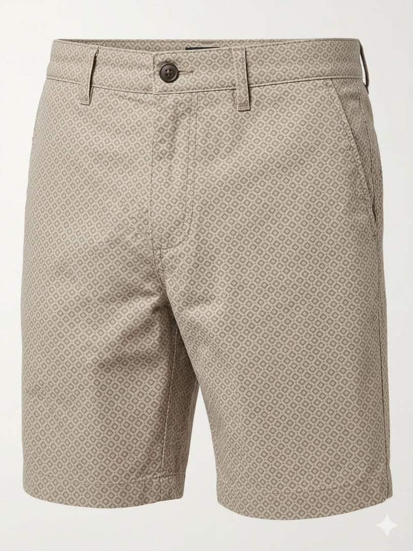 Tailored Geometric Micro-Pattern Chinos Short