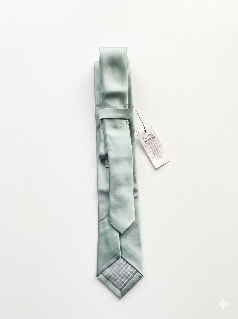 Slim Tailored Satin Tie - Sage Green