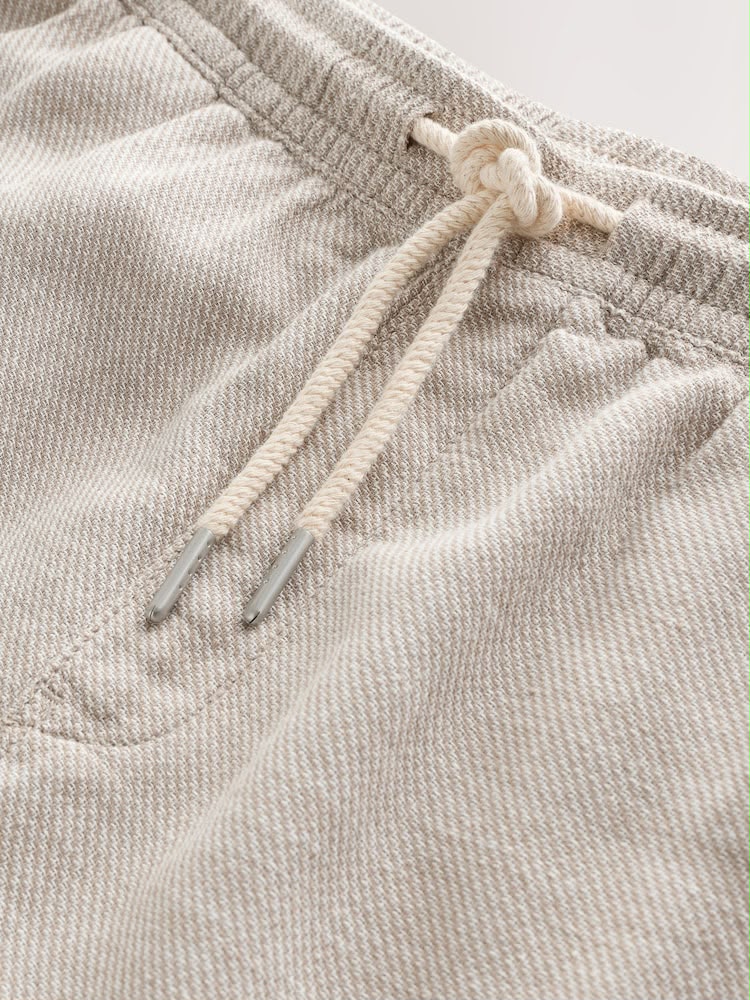 Neutral Linen Blend Elasticated Waist Shorts