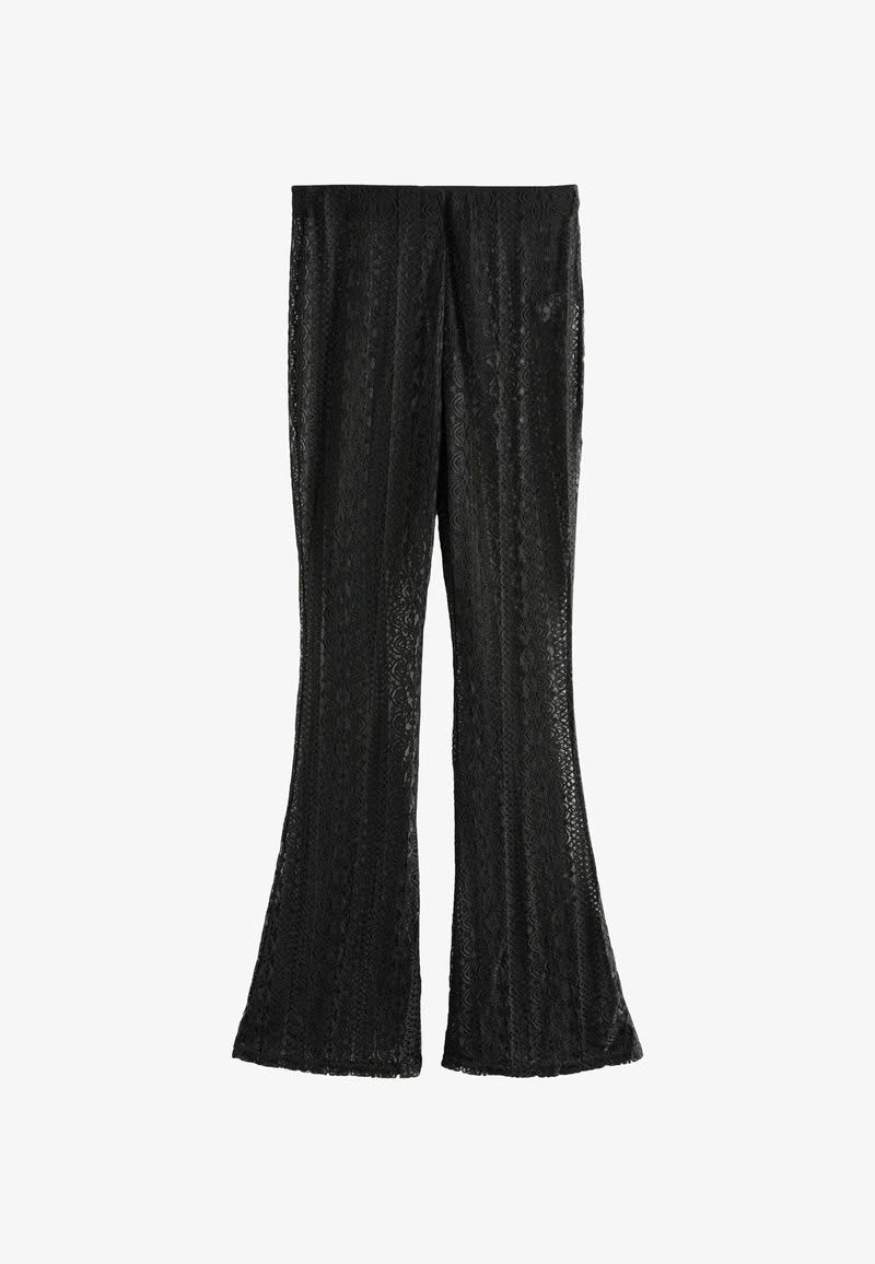 Black Lace Flared Trousers