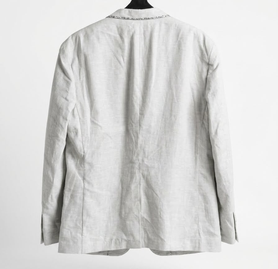 Tailored Linen Blazer - Light Beige