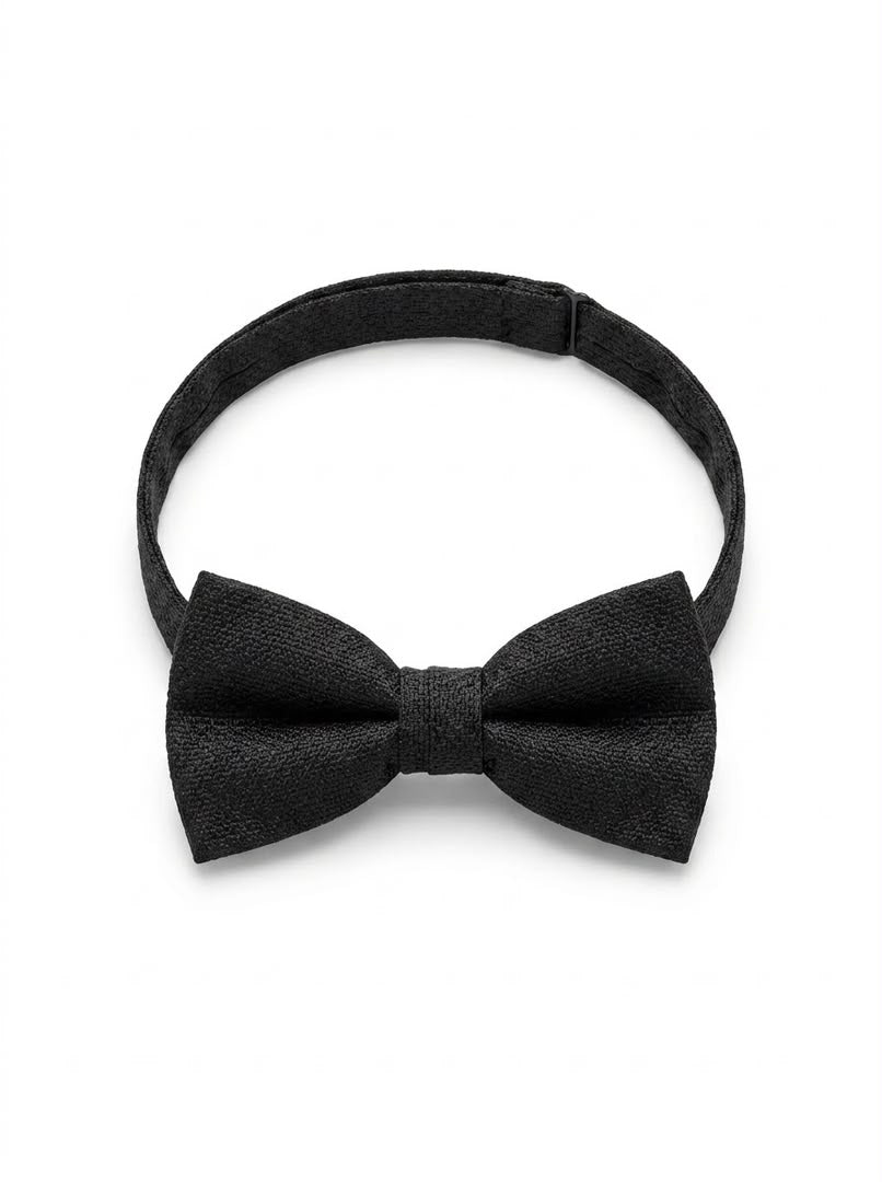 Premium Grenadine Textured Bow Tie - Black