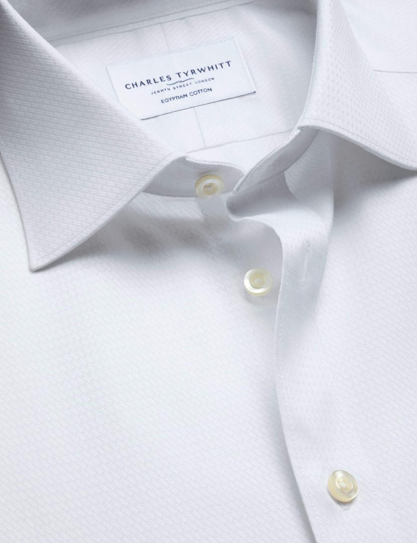 Pure Egyptian Cotton Textured Luxury Extra Slim Fit Shirt - White