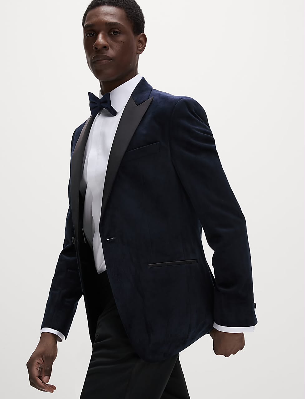 M&S Slim Fit Velvet Tuxedo Jacket- Dark Navy