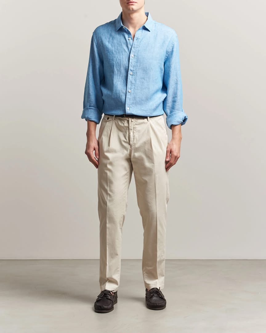 Pure Linen Slim Fit Shirt-Ocean Blue