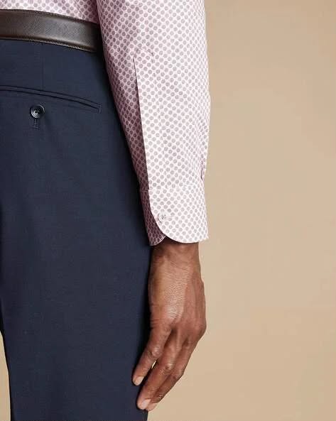 Non-Iron Stretch Diamond Print Slim Fit Shirt