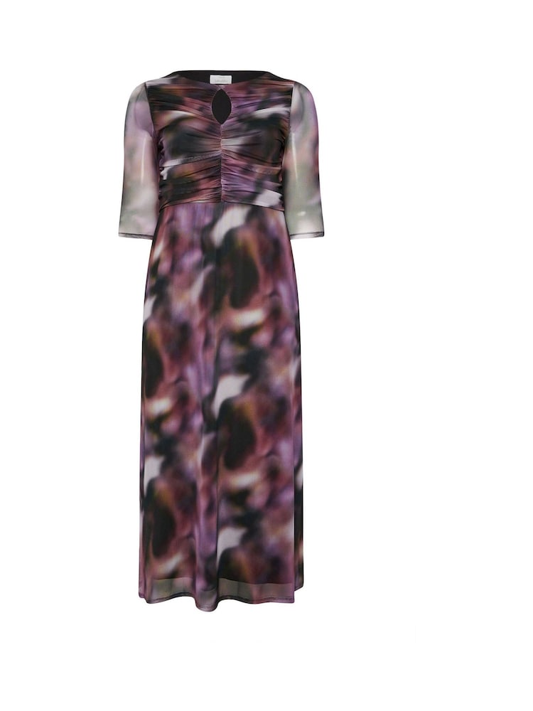 Your Curve Purple Blur Keyhole Mesh Dress