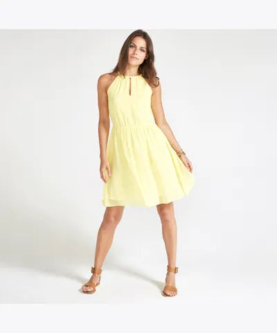 Yellow Grecian Neckline Dress