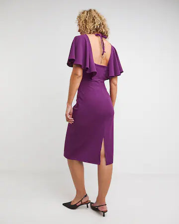 Marilyn Cape Sleeve Scuba Crepe Dress