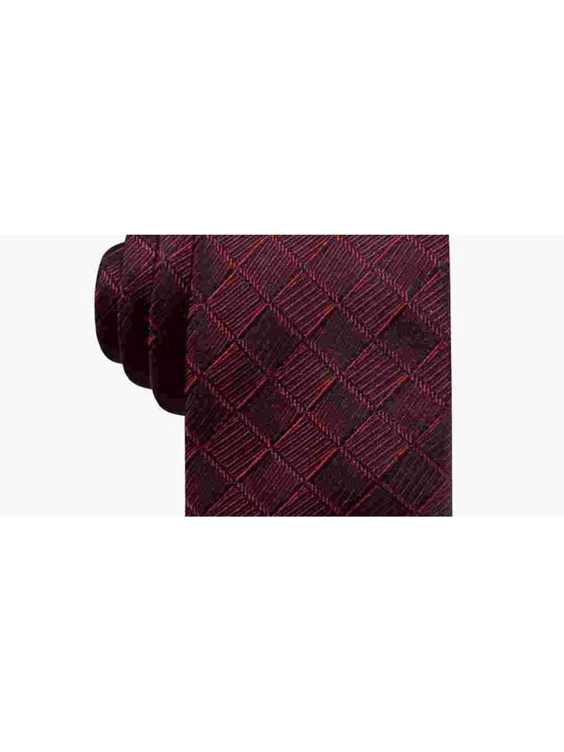 Franco Geo Silk Geo Print Neck Tie Burgundy Red