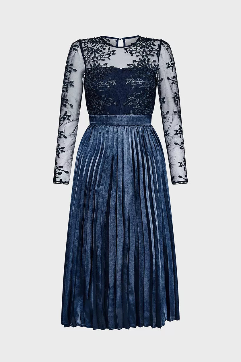 Lace Midi Dress Navy