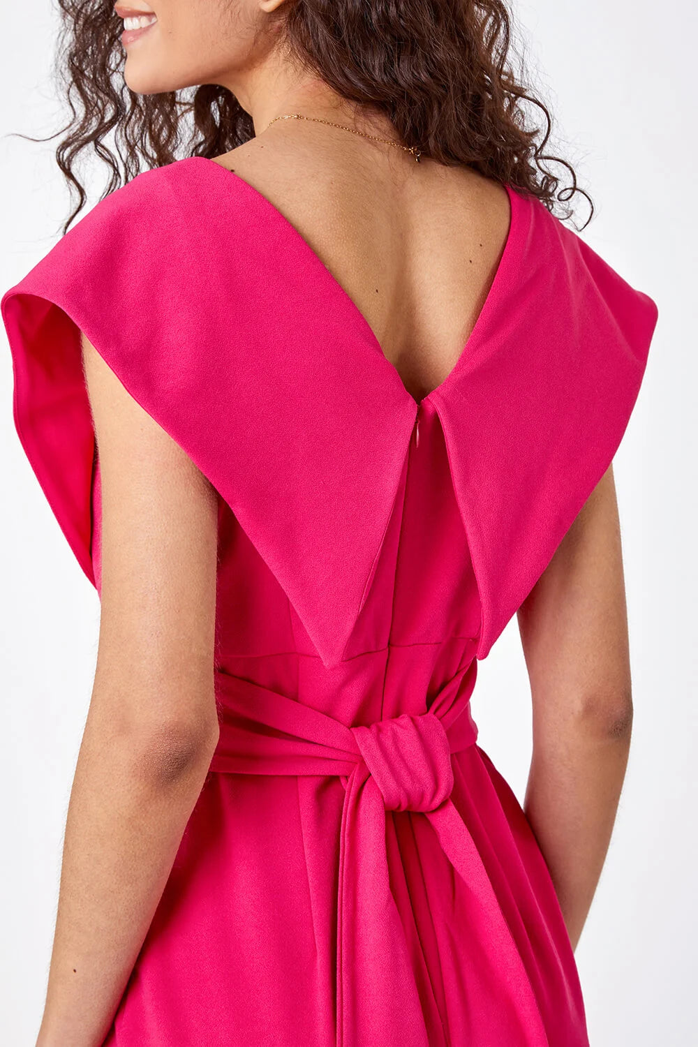 Pink Cross Front Midi Dress