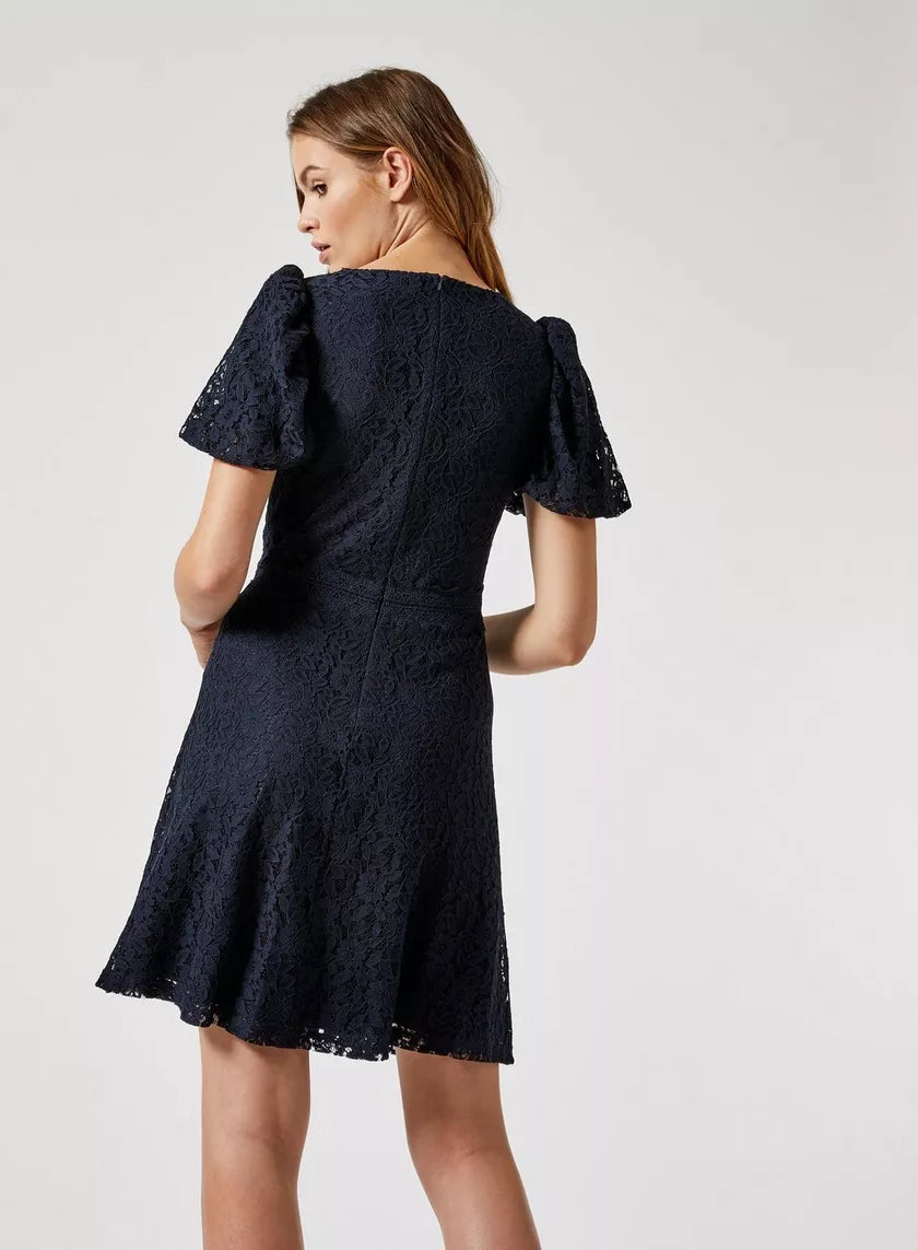Navy Guipure Lace Dress