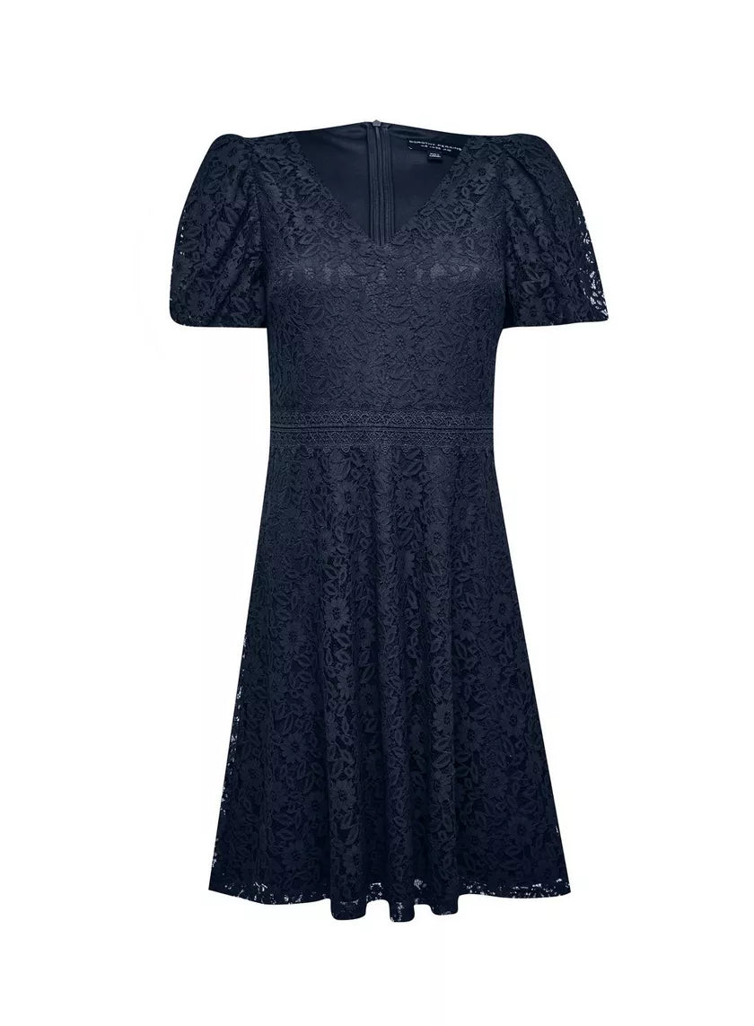 Navy Guipure Lace Dress
