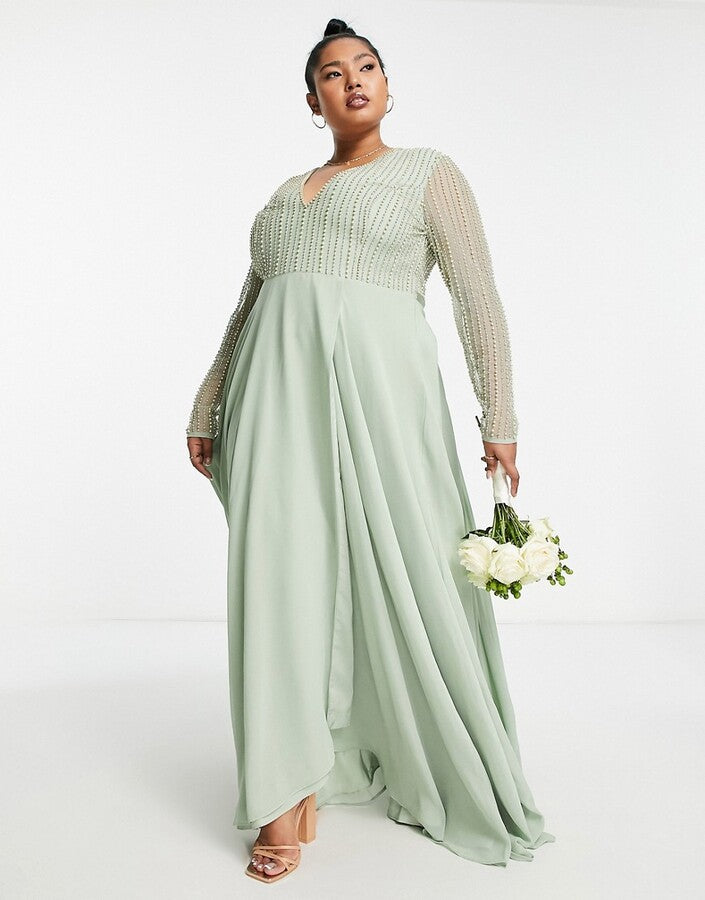 Linear Embellished Bodice Maxi Dress
