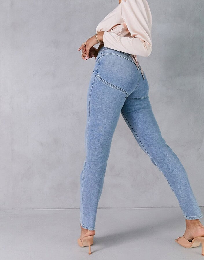 high rise 'lift and contour' slim mom jeans in midwash