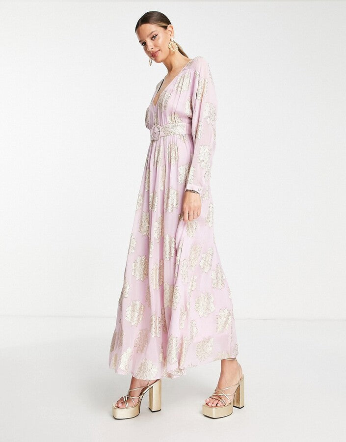 Belted Batwing Maxi Tea Dress