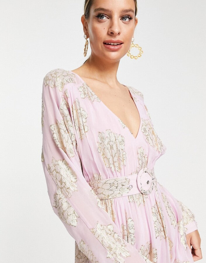 Belted Batwing Maxi Tea Dress