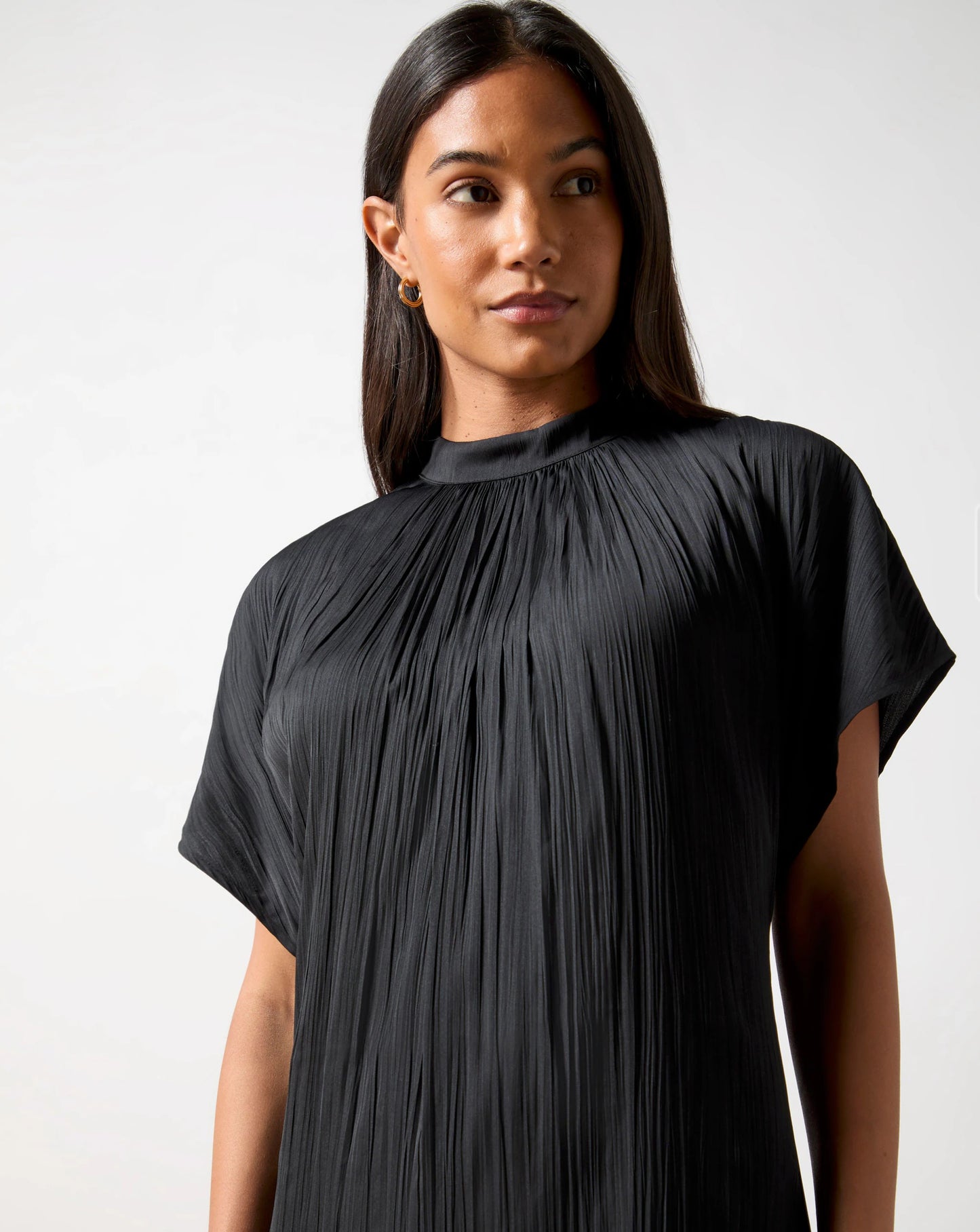 Black High Neck Plisse