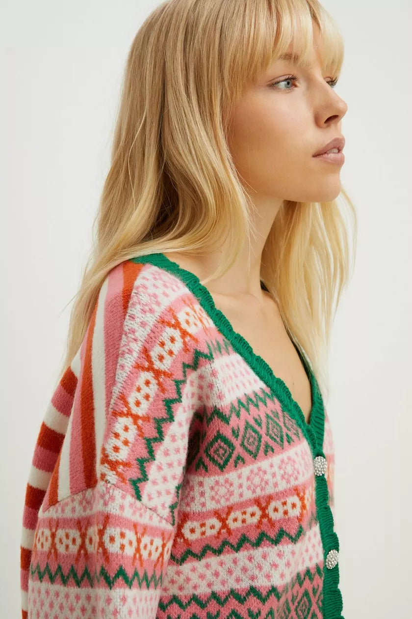 Statement Fairisle Button Cardigan