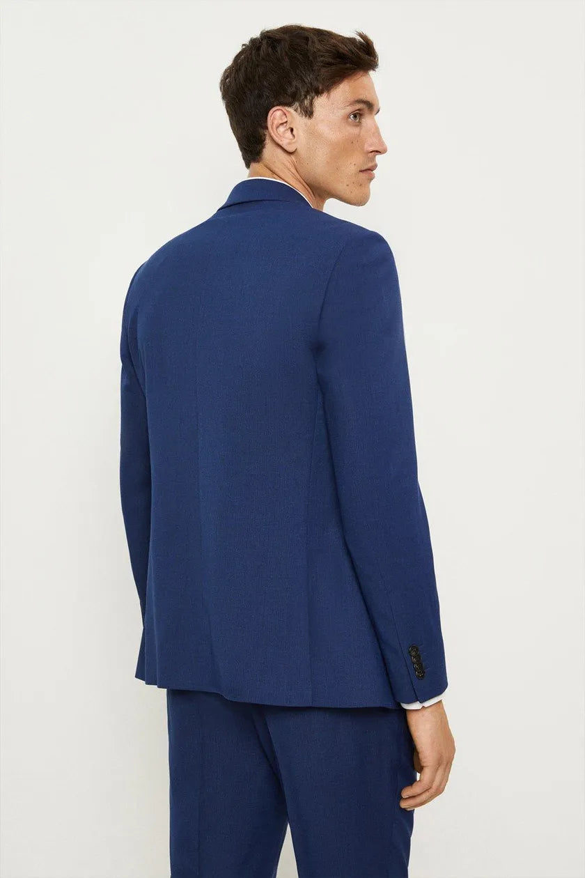 Slim Fit Blue Slub Suit Jacket