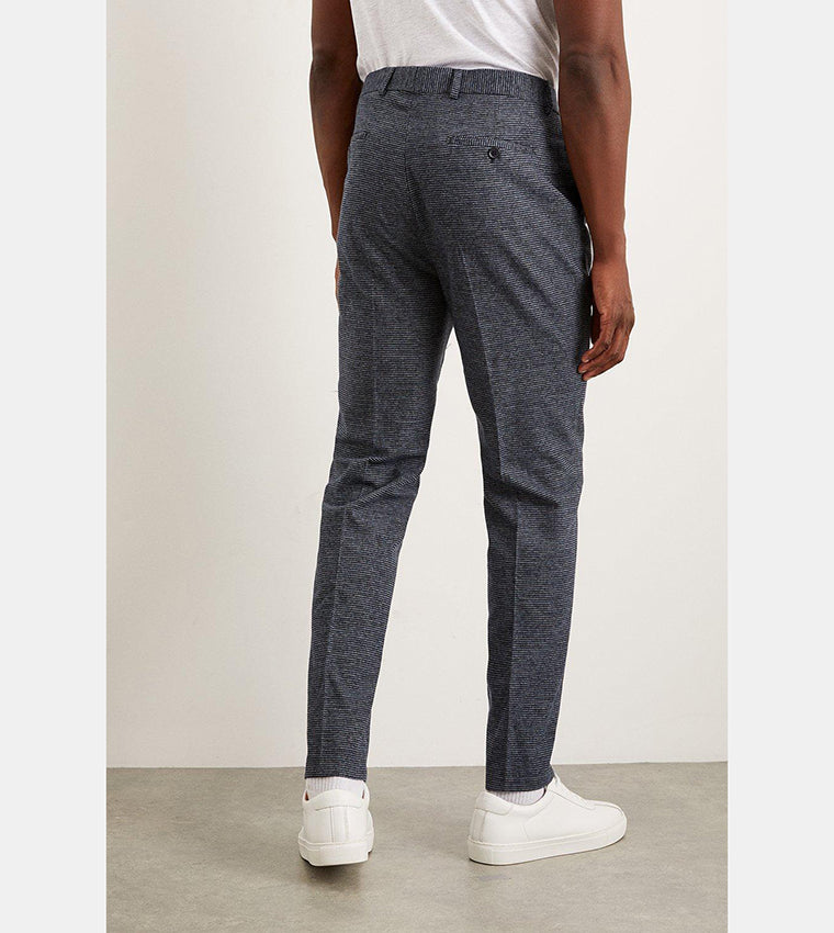 Slim Fit Navy Textured Trousers