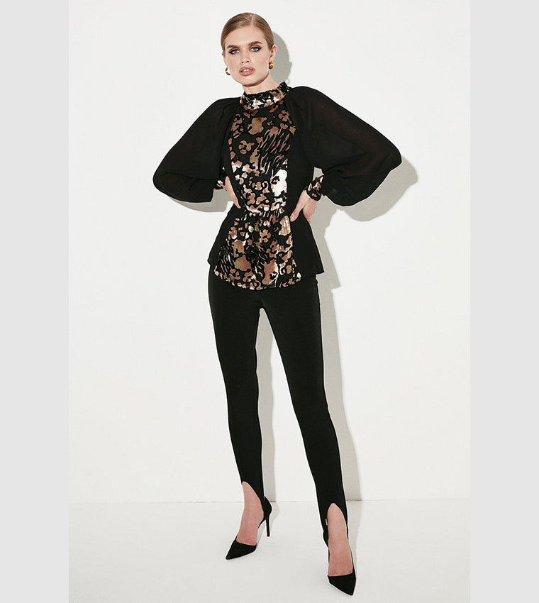 Animal Devore Paneled Georgette Top