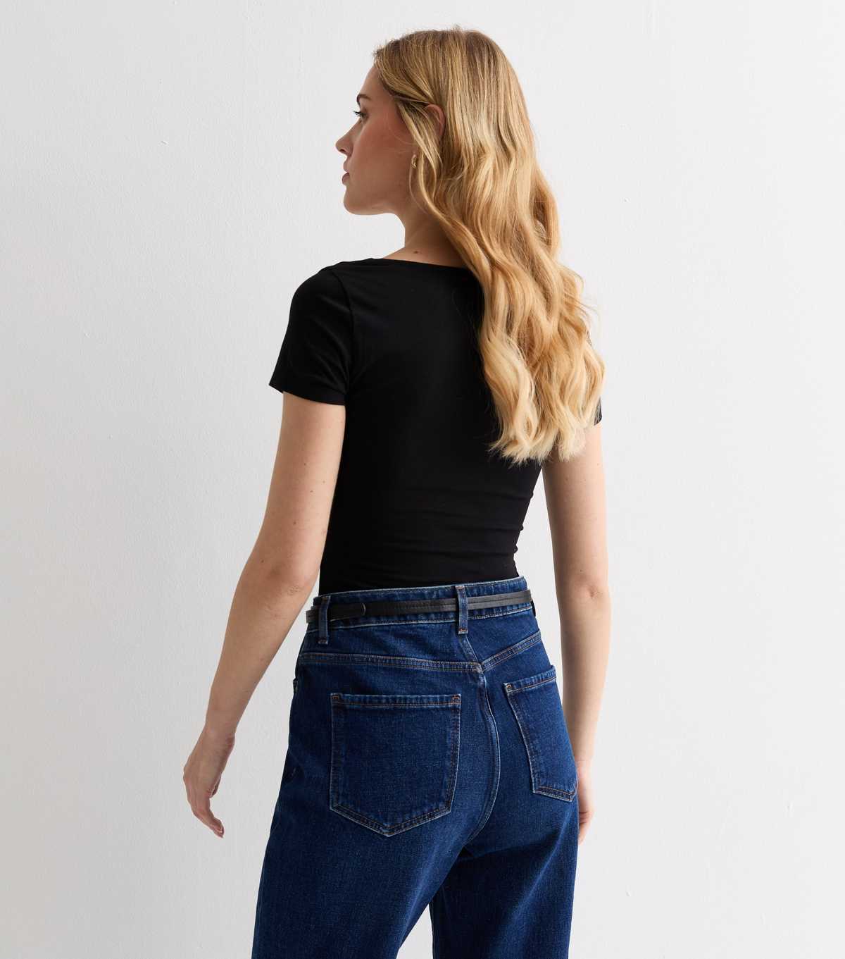 Black Short Sleeve Scoop Neck Bodysuit