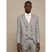 Slim Fit Aqua Bold Check Suit Jacket Grey