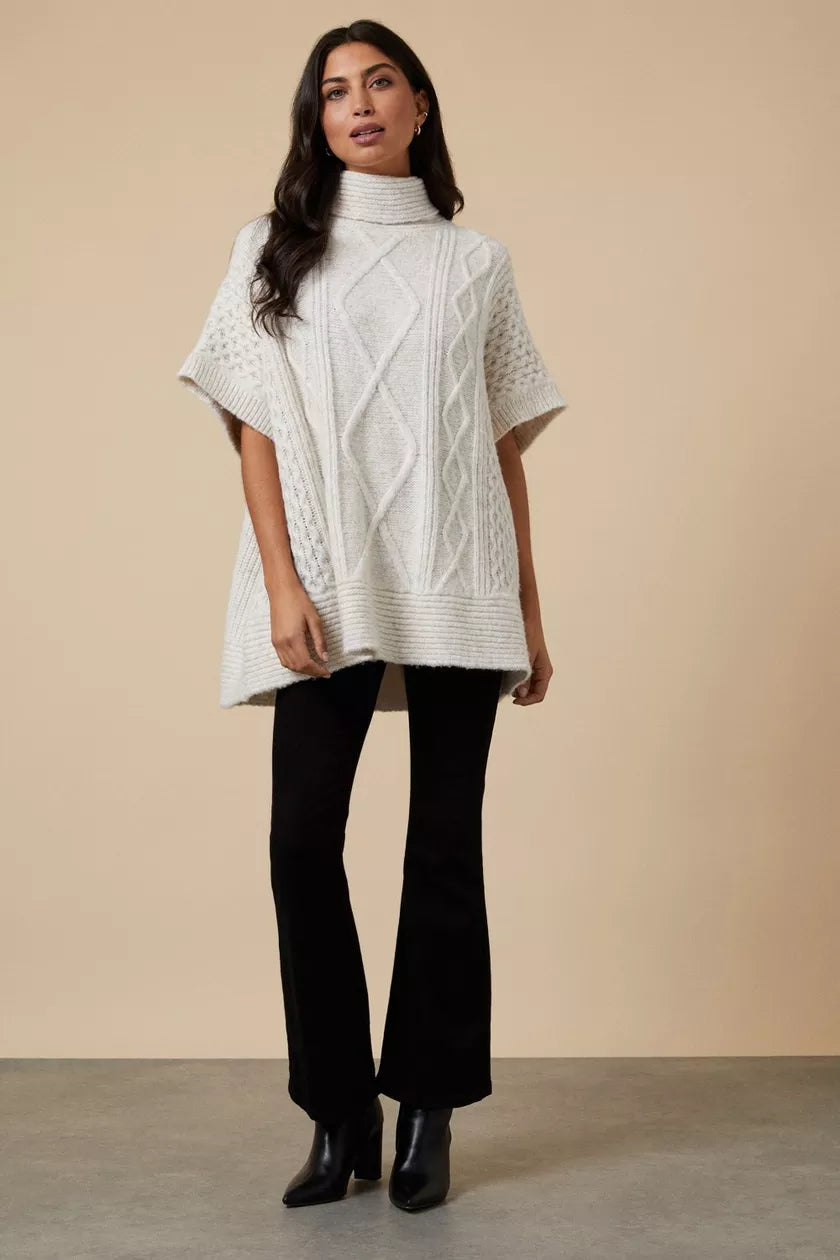 Cream Cable Knitted Short Sleeve Top