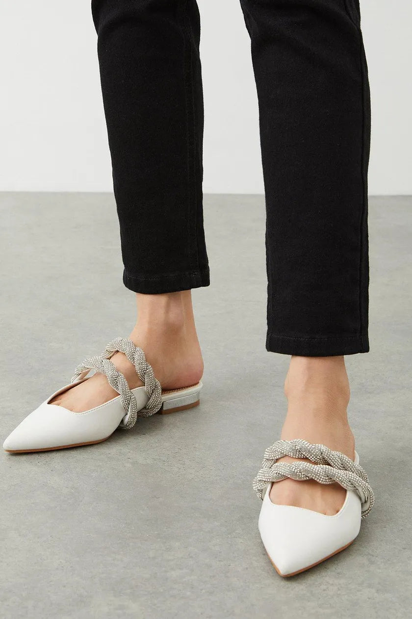Lucy Embellished Two Strap Flat Mule