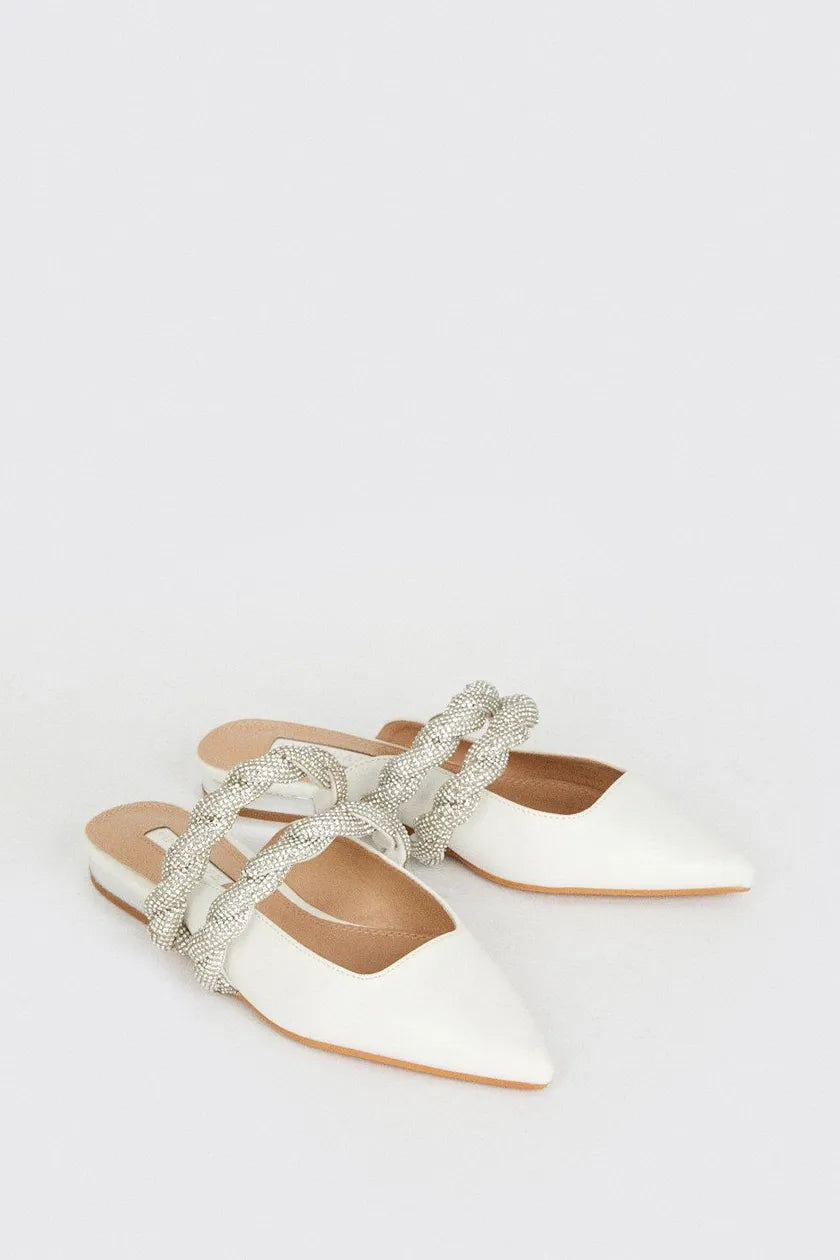 Lucy Embellished Two Strap Flat Mule