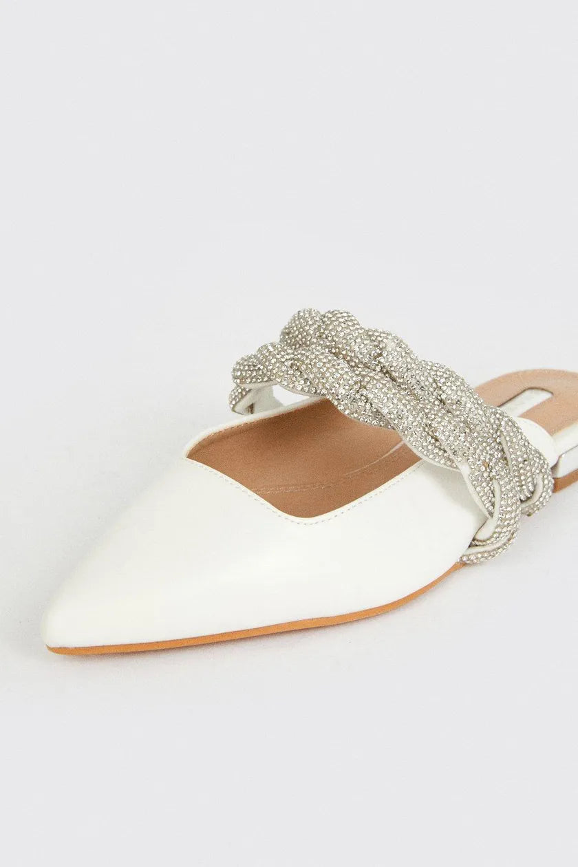 Lucy Embellished Two Strap Flat Mule