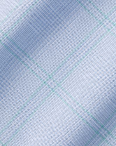 Extra Slim Fit Double Cuff Prince of Wales Check Shirt Blue and Green