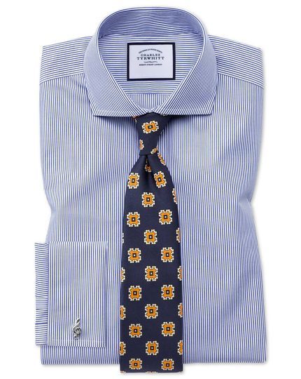 Cutaway Collar Non-Iron Bengal Stripe Extra Slim Fit Shirt - Royal Blue