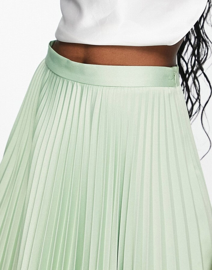 Sage Pleated Skirt