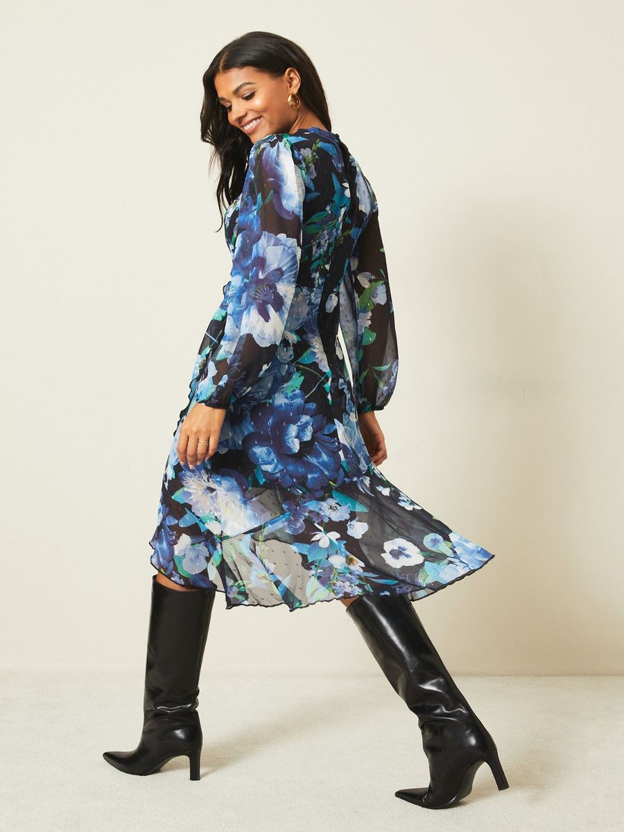 Multi-color Floral Regular Long Sleeve Dress