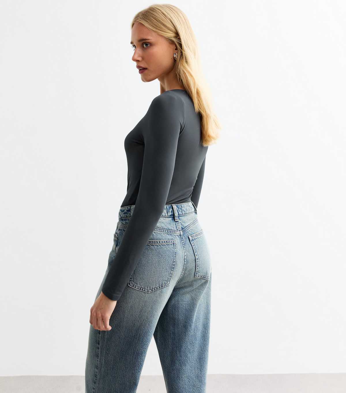 Dark Grey Slinky Long Sleeved Bodysuit