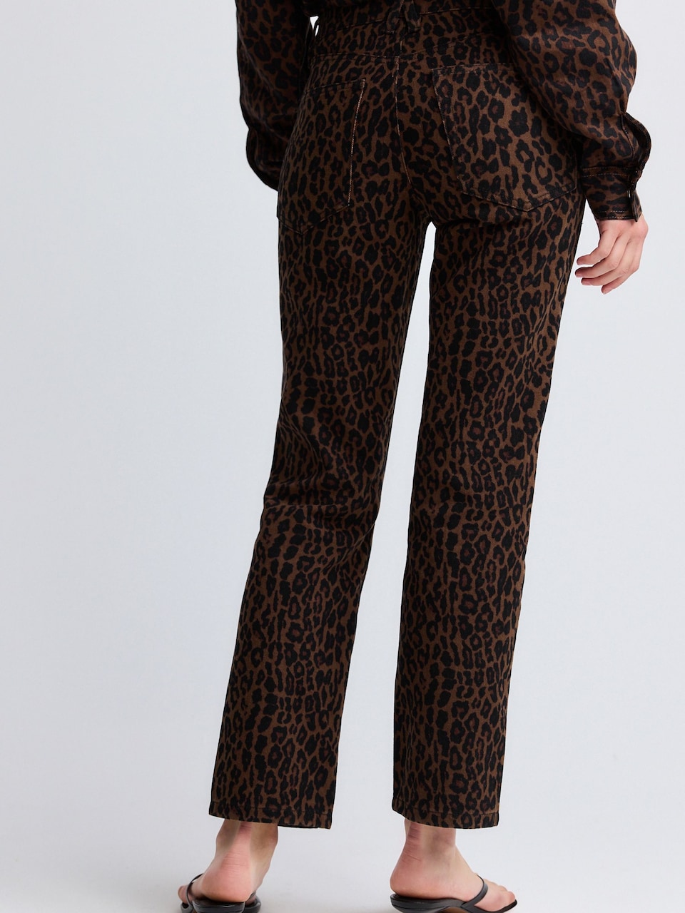 Brown Leopard Print Cropped Denim