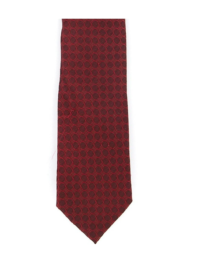 Mens Red Geometric Silk Slim Neck Tie