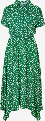 Green Spot Hanky Hem Midi Shirt Dress