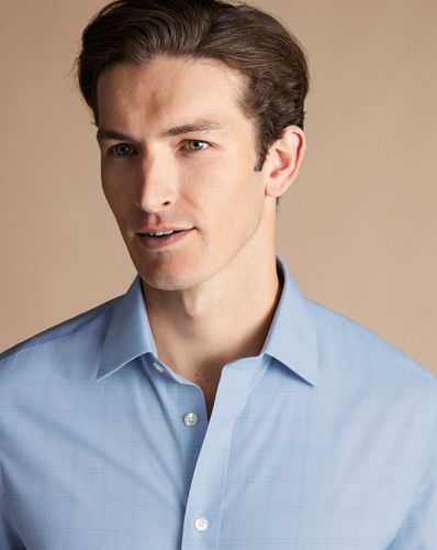 Extra Slim Fit Double Cuff Prince of Wales Check Shirt Blue and Green