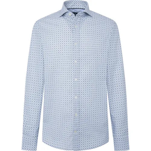Tile Print Slim Fit Long Sleeve Shirt