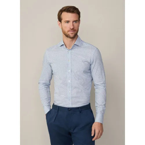 Tile Print Slim Fit Long Sleeve Shirt