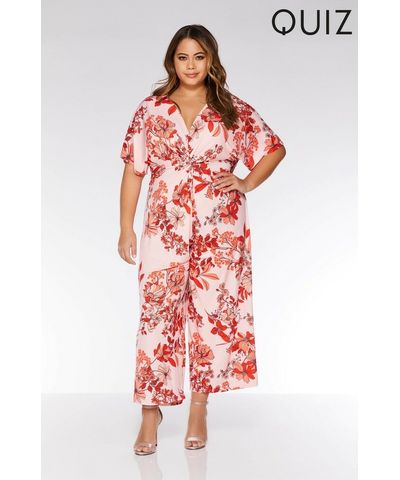 Curve Floral Print Culotte Jumpsuit