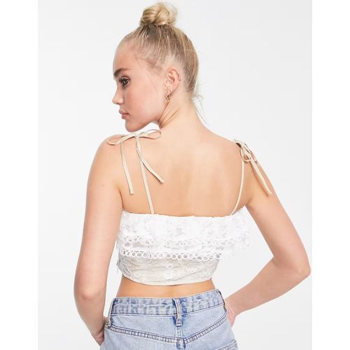 Lace Ruffle Corset Top In Blush-Pink