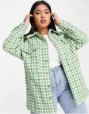 Urban Bliss Check Shacket in Green