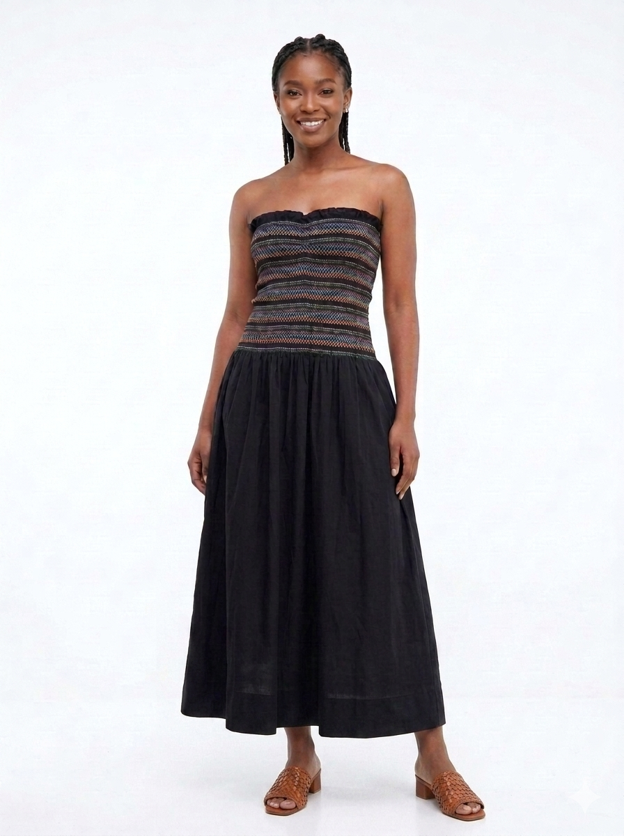 Strapless Smocked Maxi Dress